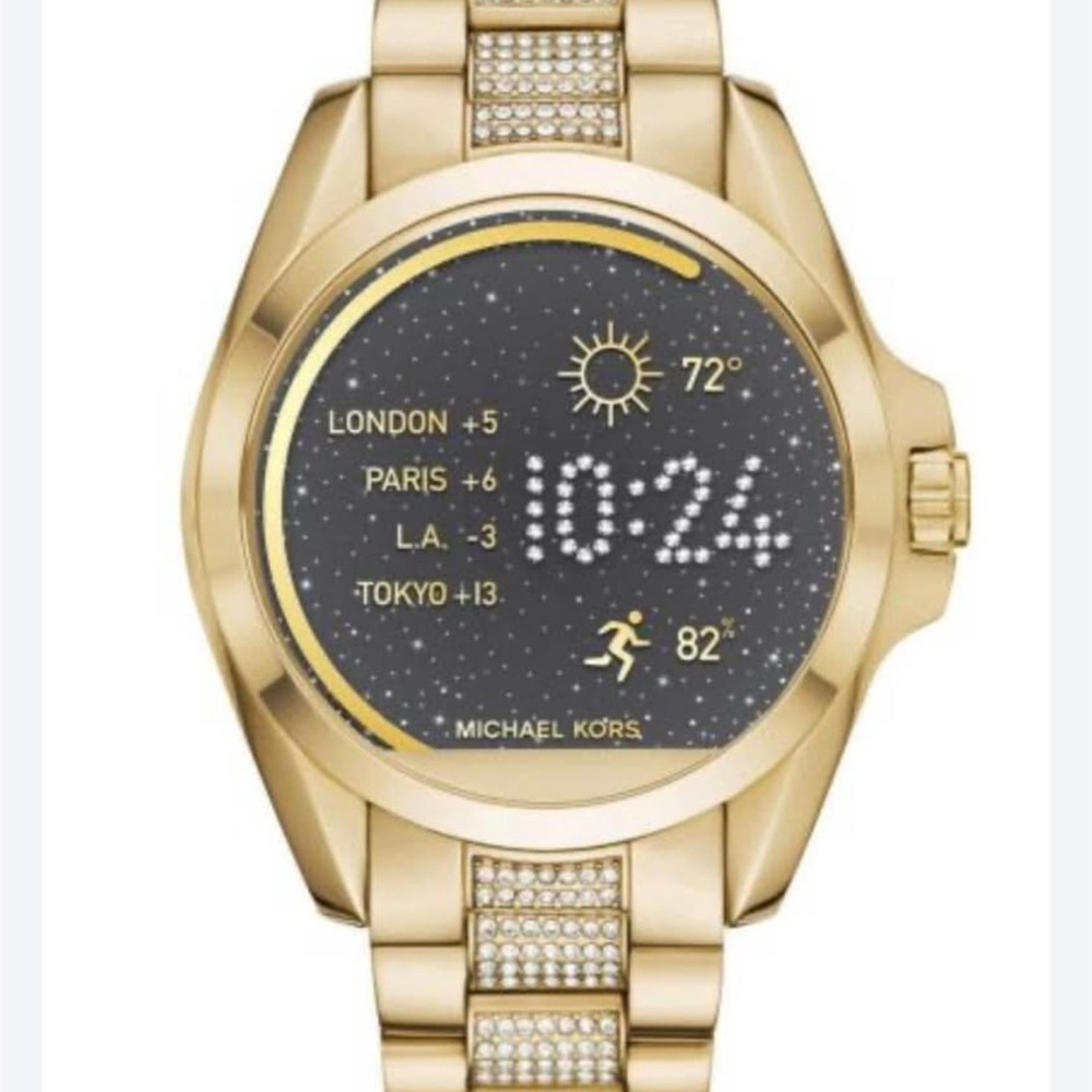 Michael Kors Gold Smartwatch with Rhinestone Embellishments and Fitness Tracking